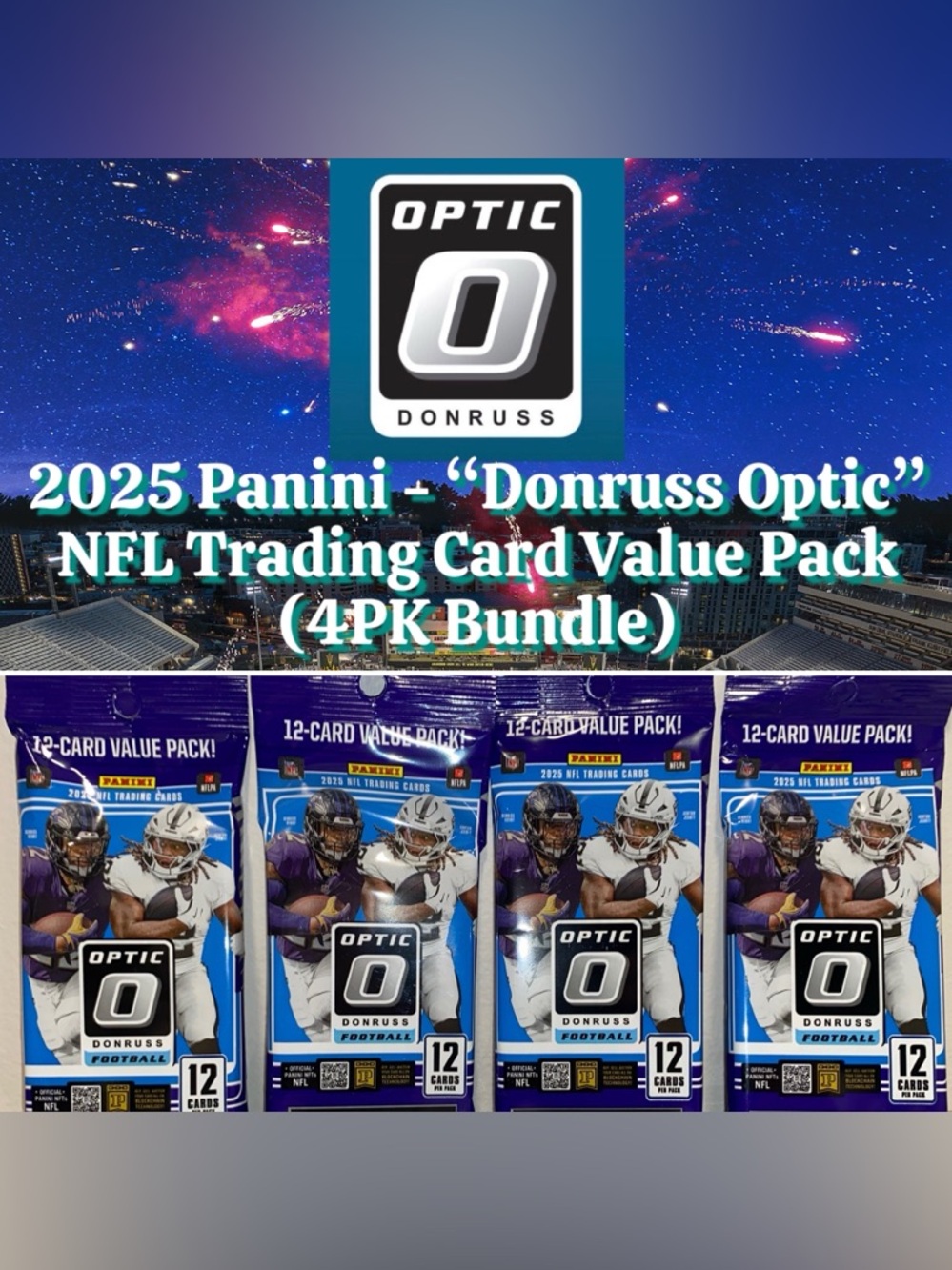 2025 Panini - “Donruss Optic” NFL Trading Card Value Pack (4PK Bundle) 🏈